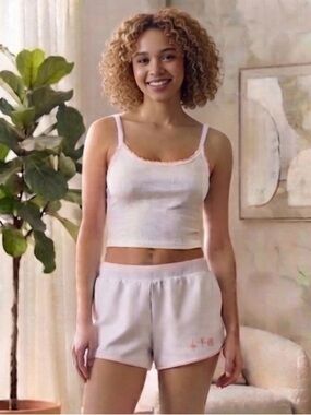 Cult Favorite White and Pink Lounge Shorts